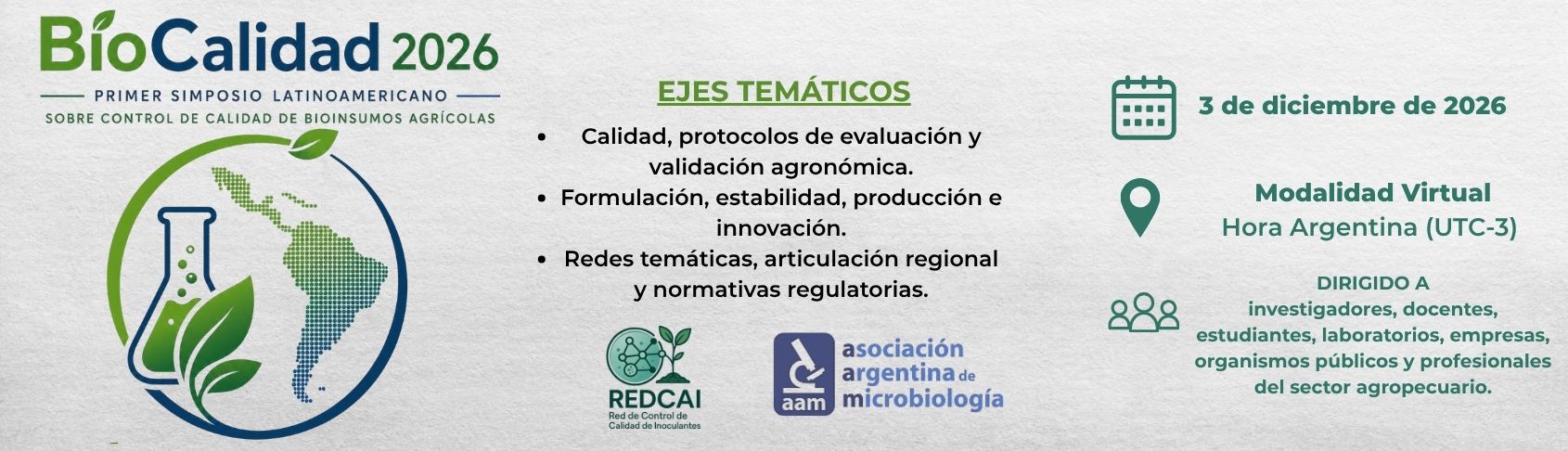 BioCalidad 2026 – Primer Simposio Latinoamericano sobre Control de Calidad de Bioinsumos Agrícolas